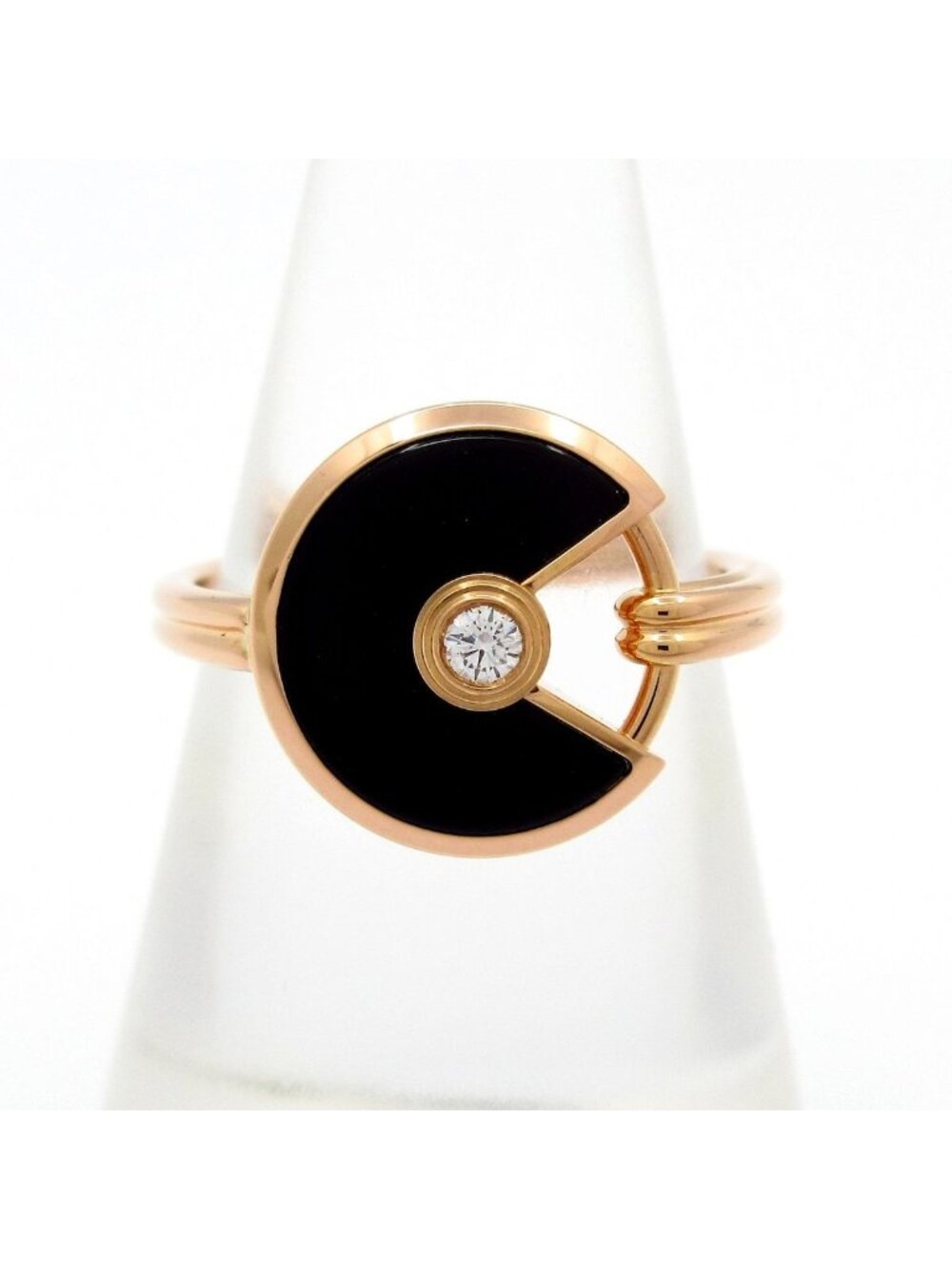 Cartier Ring 50 Amulet de XS 18k Pink Gold Black Diamond Carat